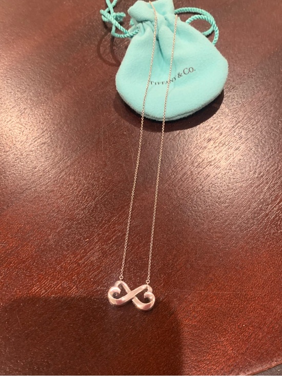 Tiffany & Co. Silver Infinity Heart Necklace with Blue Pouch